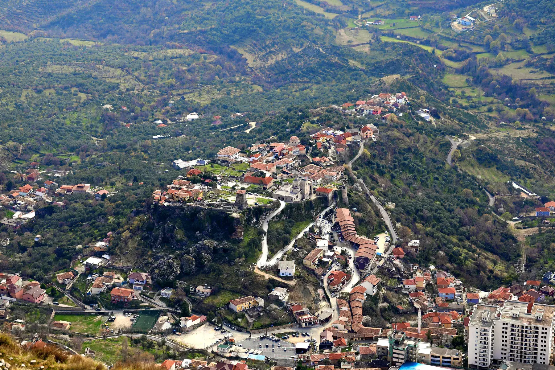 Kruja and the castle ridge from above