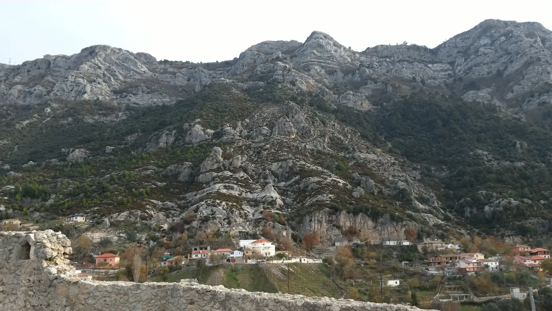 The limestone face of Mount Kruja
