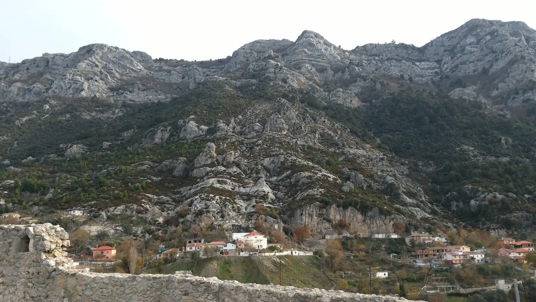 The limestone face of Mount Kruja, Kruje Albania