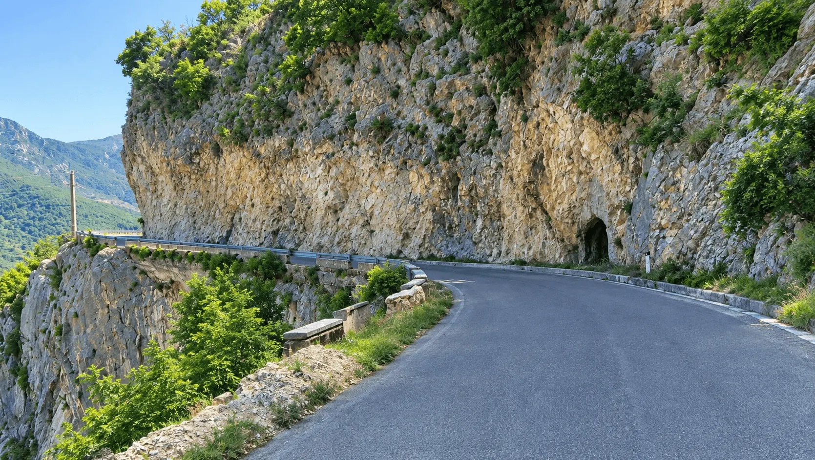 Tunnel in the cliff face, Kruje Albania