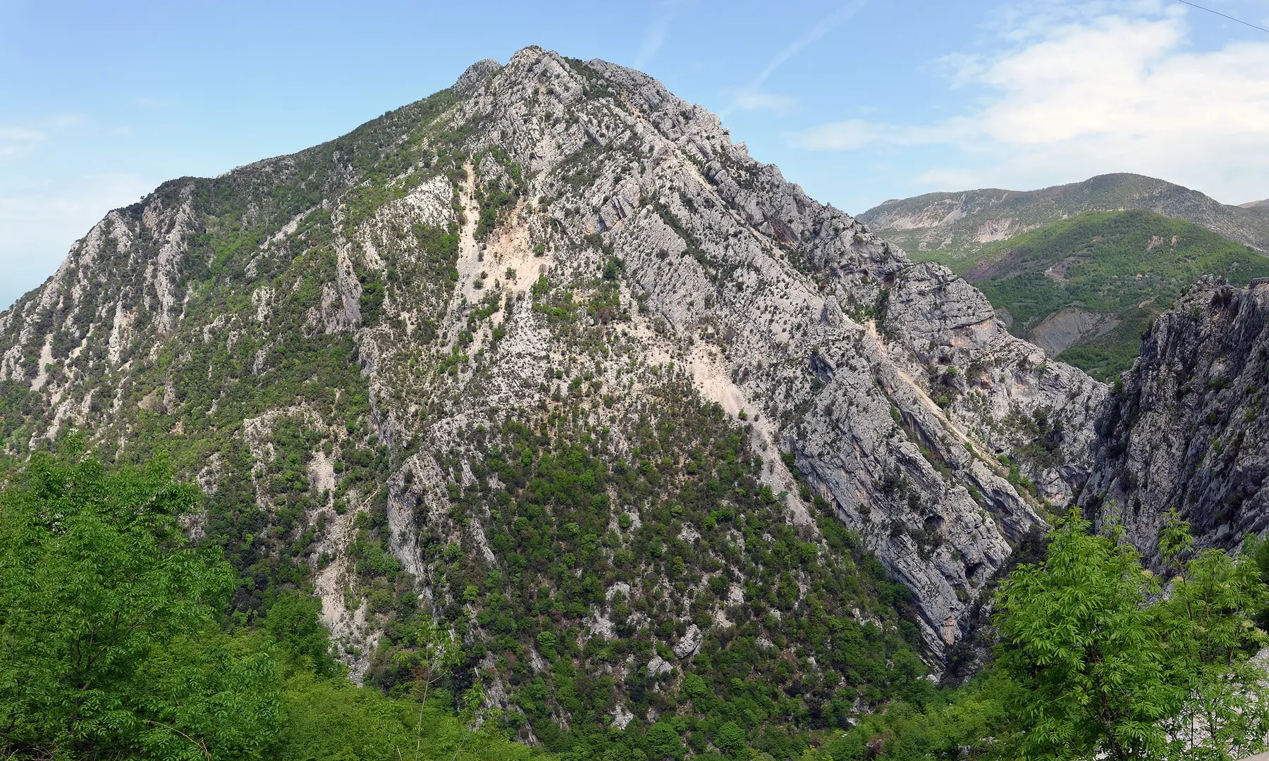 A limestone peak above the forest, Kruje Albania